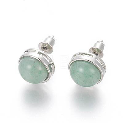 Natural Green Aventurine Stud Earrings EJEW-F162-H10-1