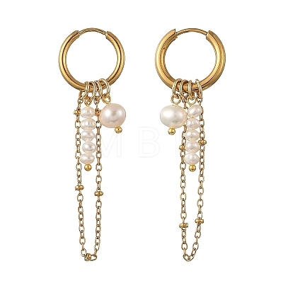 Natural Cultured Freshwater Pearl Hoop Earrings EJEW-JE07491-1