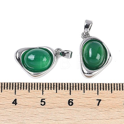 Natural Green Onyx Agate(Dyed & Heated) Pendants KK-U043-52P-01-1