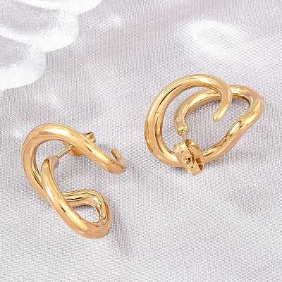 Irregular 304 Stainless Steel Stud Earrings SA-CBABBA6-02G-1