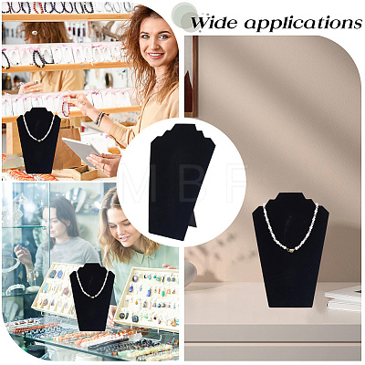 2-Slot Paperboard Covered with Lint Cloth Slant Back Bust Shaped Necklace Display Stands NDIS-WH20015-02A-1