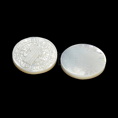 Carved Natural White Shell Cabochons SSHEL-N038-06B-11-1