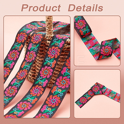 Ethnic Style Embroidery Polyester Ribbons OCOR-WH0070-10D-11-1