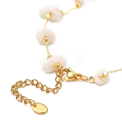 Natural White Moonstone Chip Beaded Necklace for Girl Women NJEW-JN03708-02-1