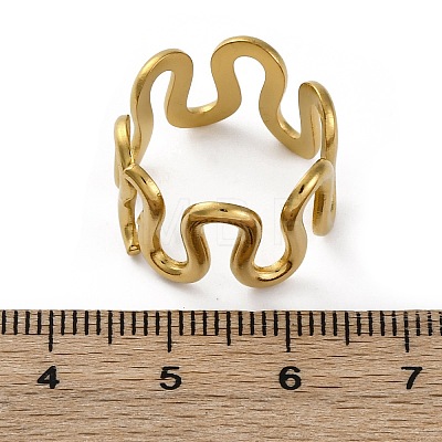 Wave 304 Stainless Steel Finger Rings for Women RJEW-F174-06G-1