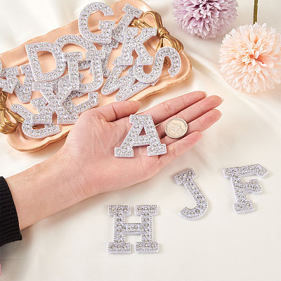 Alphabet Resin Rhinestone Patches DIY-TAC0005-45A-1