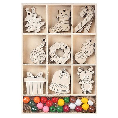 Christmas theme DIY Wood Pendants WOOD-S063-01D-1