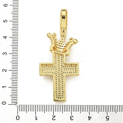 Rack Plating Brass Micro Pave Clear Cubic Zirconia Pendants KK-Z067-03G-03-1