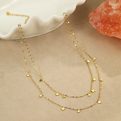 304 Stainless Steel Star Tassel Double Layer Necklaces for Women WG45CA4-01-1
