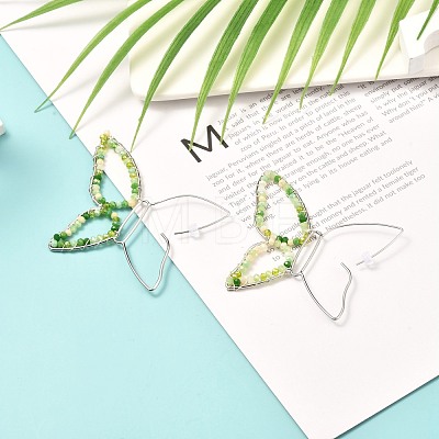 Butterfly Glass Beads Dangle Earrings for Girl Women EJEW-JE04658-03-1