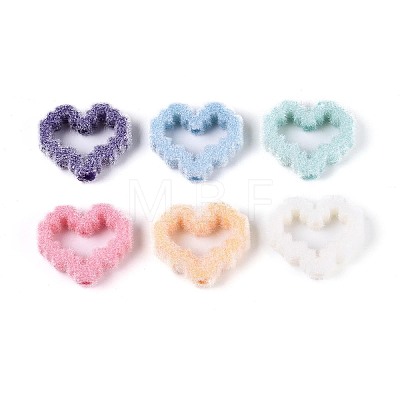 Flocking Opaque Acrylic Heart Beads OACR-T030-07M-1
