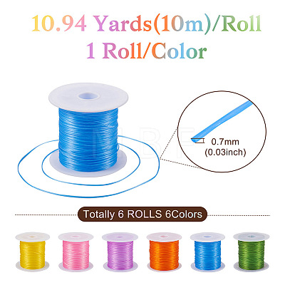 6 Rolls 6 Colors 10M Flat Elastic Crystal String EW-TA0001-04A-1
