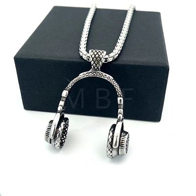 Vintage Hip-Hop 304 Stainless Steel Headset Pendant Necklaces for Men Women NI7157-1