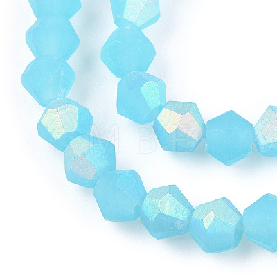 Imitation Jade Bicone Frosted Glass Bead Strands GLAA-F029-JM4mm-A03-1