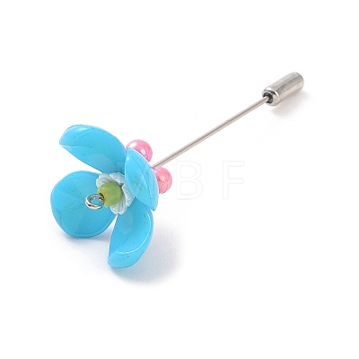 Acrylic Beaded Flower Lapel Pin JEWB-BR00086-1