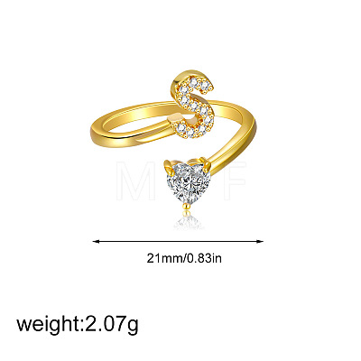 Brass Micro Pave Clear Cubic Zirconia Cuff Open Rings FS-WGF859A-26-1