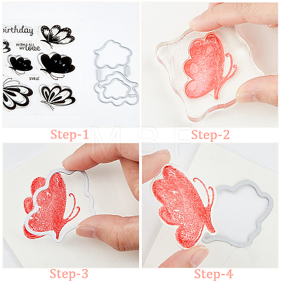 CRASPIRE 1Pc Butterfly Clear Silicone Stamps DIY-CP0009-56-1