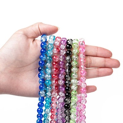 Baking Painted Crackle Glass Bead Strands CCG-S001-8mm-M-1