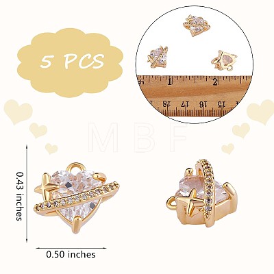 5 Pieces Heart Cubic Zirconia Charm Pendant Brass Love Charm with Star Real  Gold Plated for Jewelry Necklace Earring Making Crafts JX383A-1