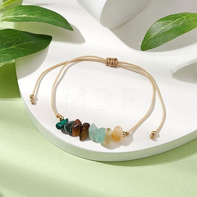 Natural Mixed Gemstone Chips Braided Bead Bracelets BJEW-JB11036-01-1