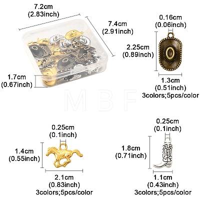 45Pcs 9 Style Tibetan Style Alloy Pendants FIND-FS0003-56-1