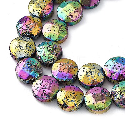 Electroplated Natural Lava Rock Beads Strands G-A256-F01-01J-1