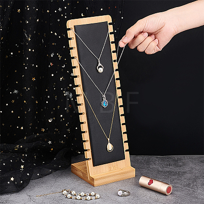 Detachable Wood Slant Back Necklace Display Stands NDIS-WH0009-16A-1