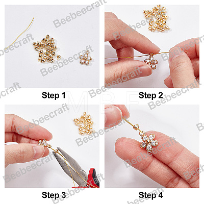 40Pcs 2 Style Brass Crimp Beads KK-BBC0003-81-1