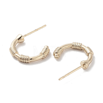 Wire Wrapped Half Ring Alloy Studs Earrings for Women EJEW-H309-10KCG-1