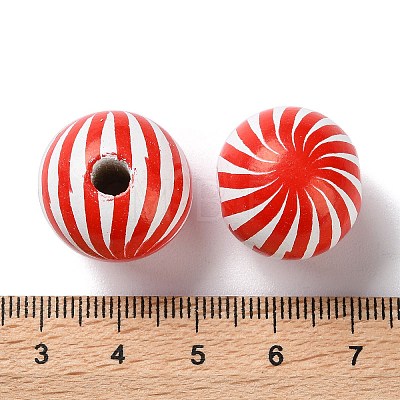 Printed Wood European Beads WOOD-Z002-13C-1