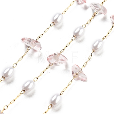 Handmade Dyed Natural Quartz Crystal and ABS Imitation Pearl Beaded Chains CHS-P019-07G-B-1