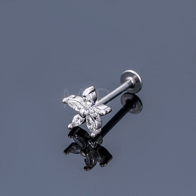 316L Surgical Stainless Steel Micro Pave Clear Cubic Zirconia Cartilage Earrings WGEC19D-03-1