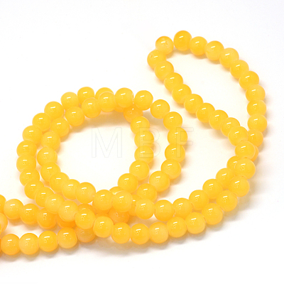 Baking Painted Imitation Jade Glass Round Bead Strands X-DGLA-Q021-6mm-30-1