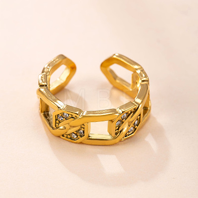 304 Stainless Steel Rhinestone Cuff Open Rings WG7ACF4-01-1