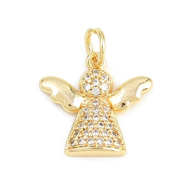 Brass Micro Pave Cubic Zirconia Pendants KK-F938-38G-02-1