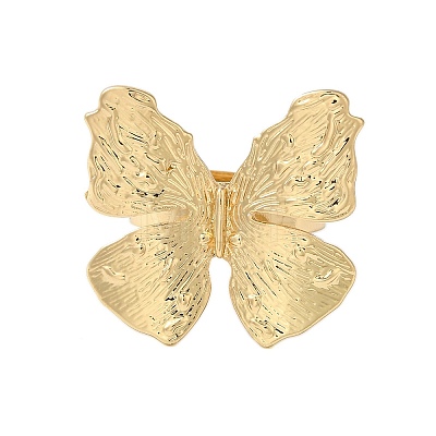 Butterfly Alloy Open Cuff Rings for Women RJEW-U006-06B-G-1