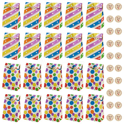 20Pcs 2 Styles Rainbow Color Paper Storage Bags ABAG-TA0002-35-1