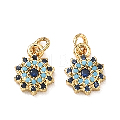 Brass Micro Pave Cubic Zirconia Charms CU-CBAF0F8-17B-G-1