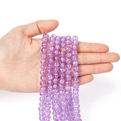 Spray Painted Crackle Glass Beads Strands CCG-Q002-8mm-04-1
