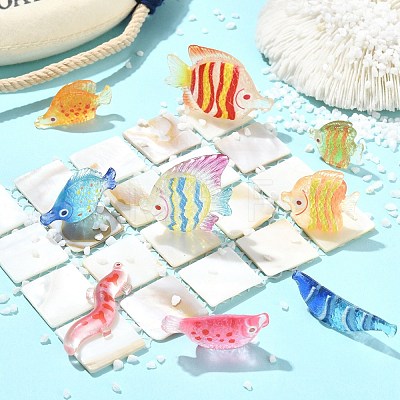 45Pcs 9 Styles Fish Transparent Resin Cabochons CRES-CJZ0009-01-1