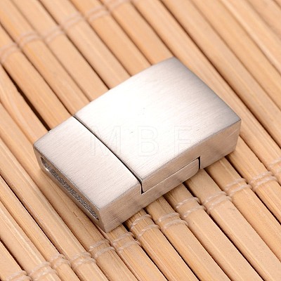 Mixed Smooth & Matte 304 Stainless Steel Rectangle Magnetic Clasps with Glue-in Ends STAS-I045-05-1