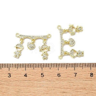 Rack Plating Brass Micro Pave Clear Cubic Zirconia Pendants KK-R157-12A-G-1