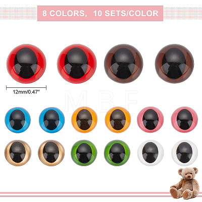   80 Sets 8 Colors Craft Plastic Doll Eyes DOLL-PH0001-46-1