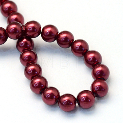 Baking Painted Pearlized Glass Pearl Round Bead Strands HY-Q003-6mm-39-1