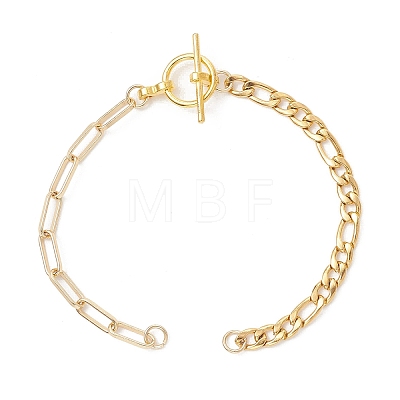 304 Stainless Steel Figaro Chain and Brass Paperclip Chain Bracelet Making AJEW-JB01567-1