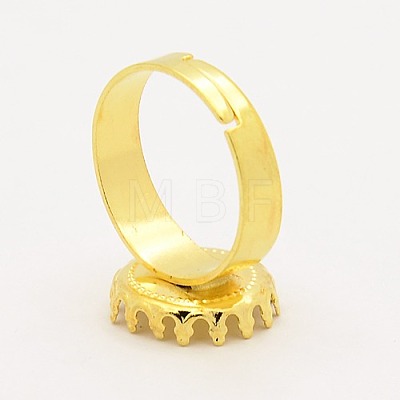 Brass Adjustable Finger Ring Setting Components X-KK-M015-03G-1