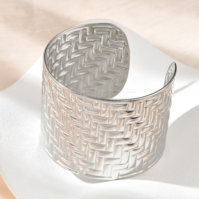 304 Stainless Steel Cuff Bangles for Women BJEW-Z096-05P-1