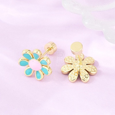 Valentine's Day Brass Stud Earrings EJEW-D359-01G-1