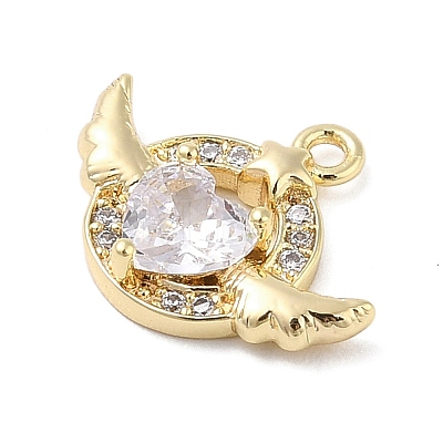 Brass with Cubic Zirconia Charms KK-Q817-01G-1