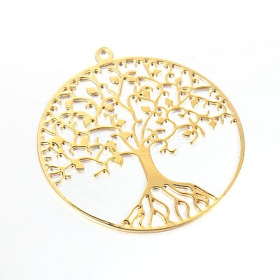 Filigree Tree of Life Brass Pendants KK-M171-01-1